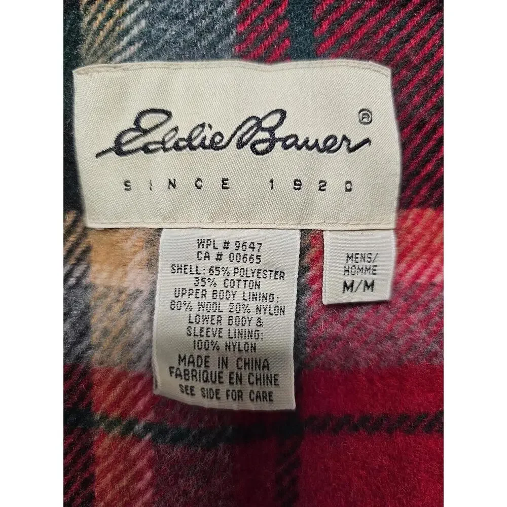 Vintage Eddie Bauer Mens Wool Lined Mountain‎ Parka Jacket Size M Black Outdoors